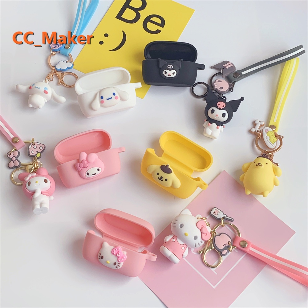 For Jabra Elite Active 4 Case Cartoon Keychain Pendant Jabra Elite 3 Silicone Soft Case Cute Pom Pom