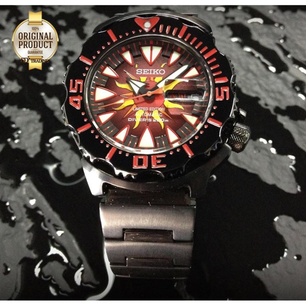 SEIKO Monster The Sun เลขสวย Limited Edition Men's Watch รุ่น SRP459K1 ( สีดำ / สีแดง )