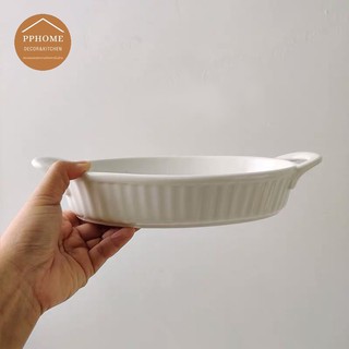PPHOME ส่งฟรี ชามเซรามิคสีขาว ทรงรี ใหญ่ น่ารัก เกาหลี คาเฟ่ (พร้อมส่ง)