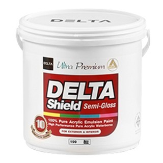 สีทาบ้านภายนอก ภายใน ขนาด 3.6 ลิตร สีน้ำ Deltashield อายุการใช้งาน 10 ปี สีน้ำอะคริลิค กึ่งเงา เดลต้า ชิลล์