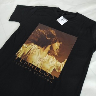 ผ้าฝ้ายแท้ คอลูกเรือเสื้อยืดสตาร์ยุโรปและอเมริการาคาต่ำสุด!!Taylor Swift Fearless Taylor s Version T-Shirt 07vqS-3XL S-