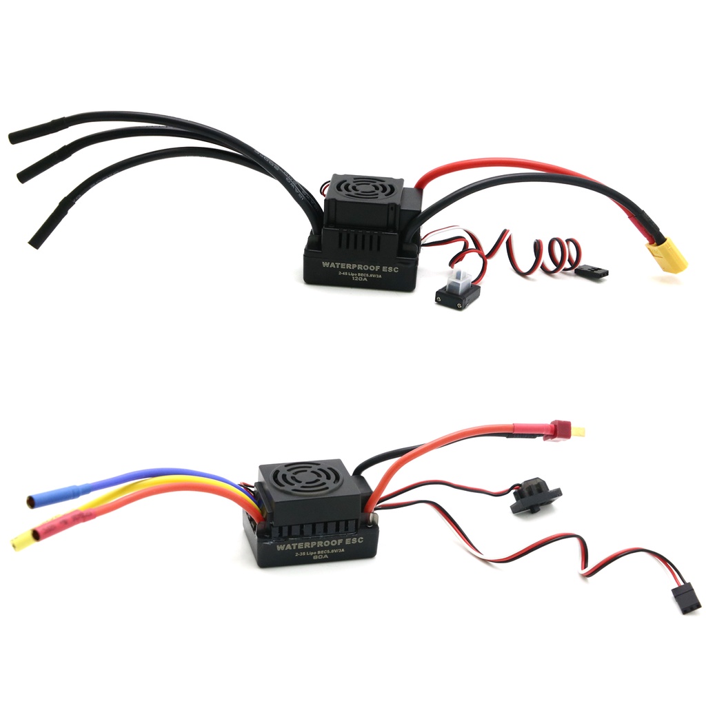 ตัวควบคุมความเร็วไฟฟ้า ไร้เซนเซอร์ 60A 80A 120A S-80A S-120A ESC พร้อม 5.5V 3A BEC สําหรับรถบังคับ 1/8 1/10
