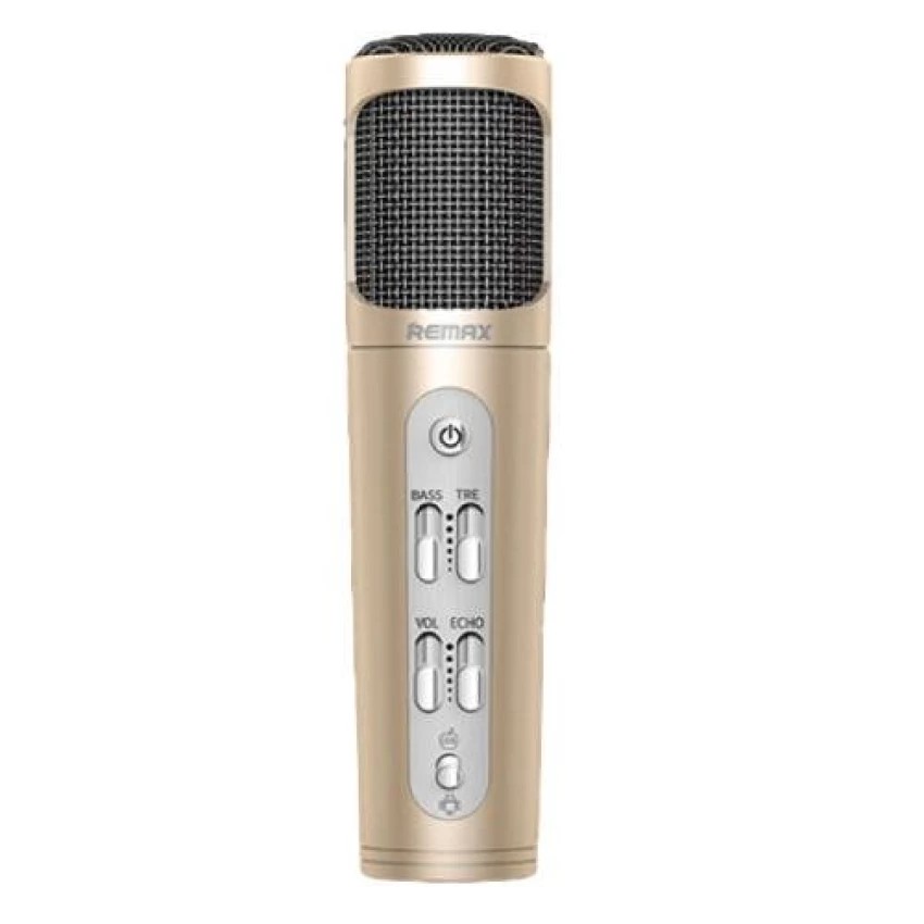 Remax Microphone Karaoke ไมโครโฟน ร้องเพลง คาราโอเกะ สำหรับ iPhone/Android รุ่น K02 (Gold)(Gold) #378