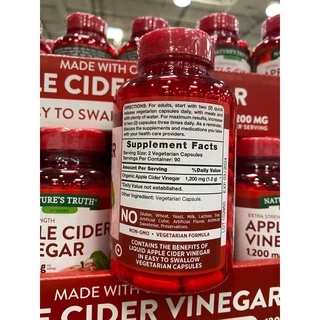 Nature's Truth Apple Cider Vinegar 1200 mg ขนาด60/180/200เม็ด จาก USA 🇺🇸