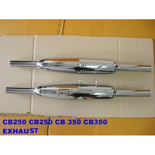 "CHROME" EXHAUST MUFFLER SET PAIR Fit For HONDA CB250 CB350 // ท่อไอเสีย ท่อคู่ เหล็กชุบโครเมี่ยม