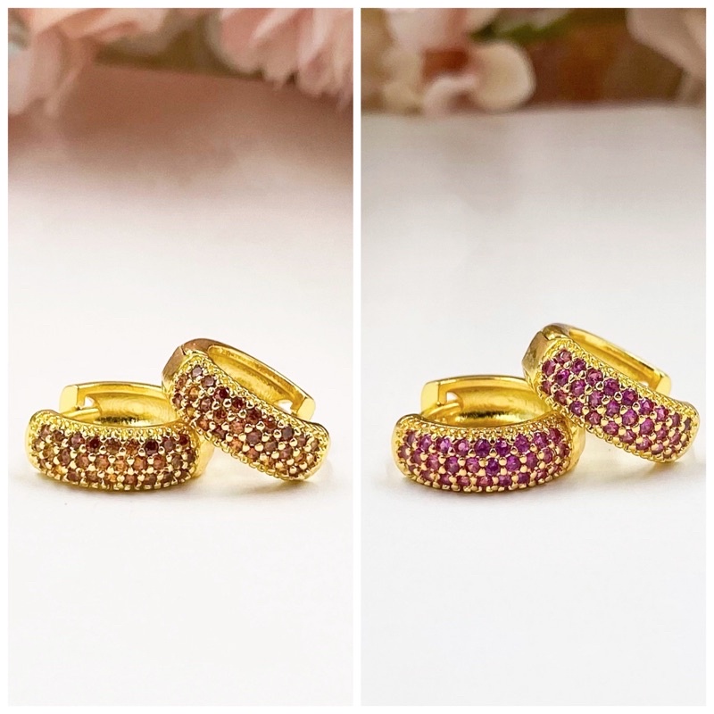 ต่างหูทองประดับ ต่างหูเพชร เครื่องประดับ ทองโคลนนิ่ง  0288