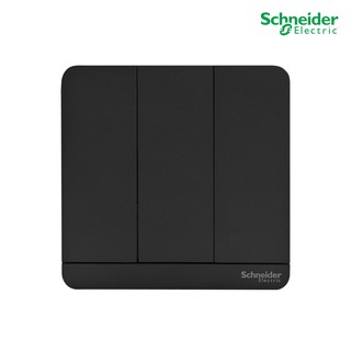 Schneider Electric สวิตช์ไฟทางเดียว 3 ช่อง, One Way Switch 16AX, 250V, 8.6x8.6x1cm. สีดำ รุ่น AvatarOn E, E8333L1_DG_G5