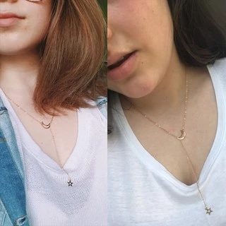 สร้อยคอโซ่สีเงินทองจี้ดวงจันทร์