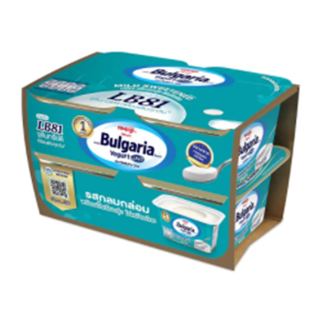 Meiji Bulgaria Yoghurt Mild Sweetened 110g.Pack 4 เมจิบัลแกเรียโยเกิร์ตรสกลมกล่อม 110กรัม แพค 4