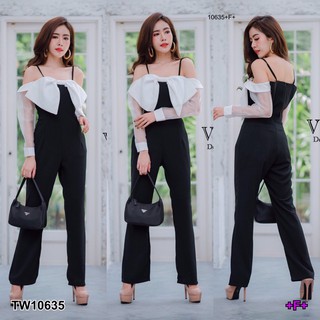 AK 10635 Jumpsuit จั๊มสูทขายาวสายเดี่ยวเปิดไหล่