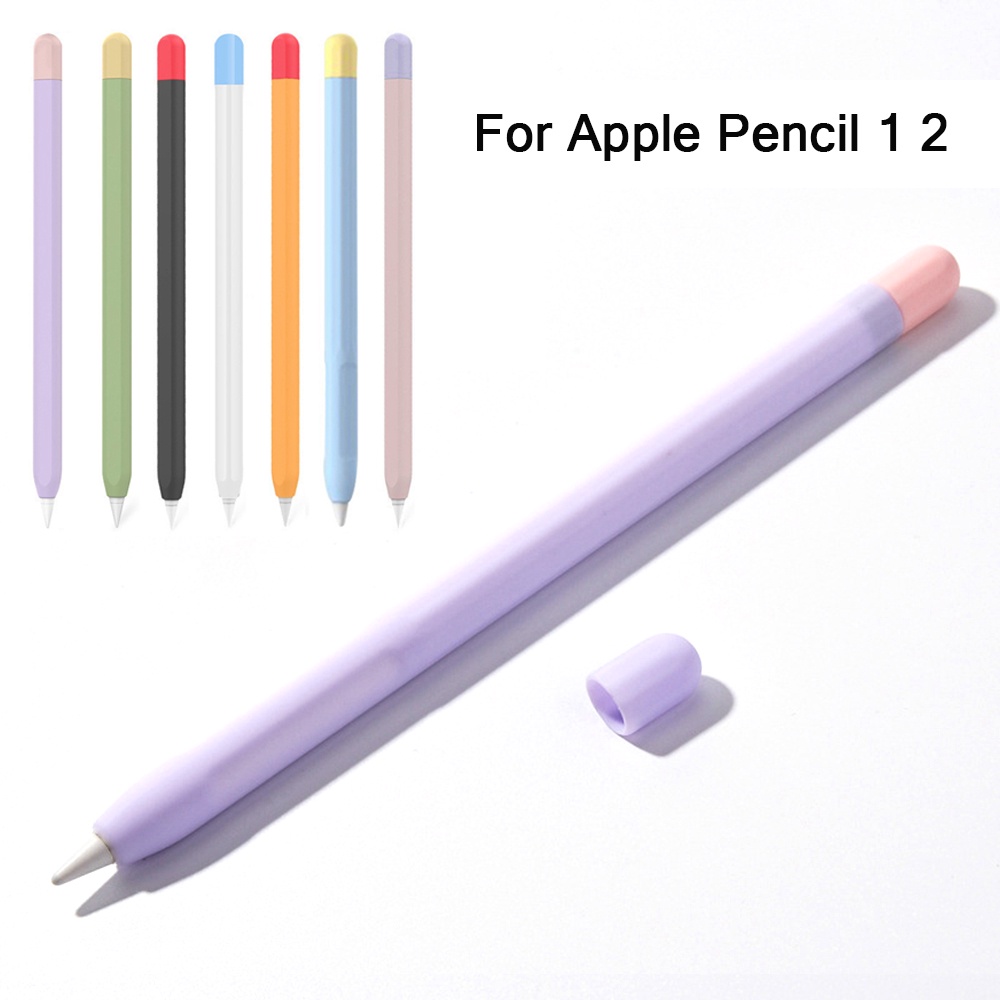 เคสซิลิโคนนิ่ม สีตัดกัน สําหรับปากกาสไตลัส Apple Pencil 2nd 1st