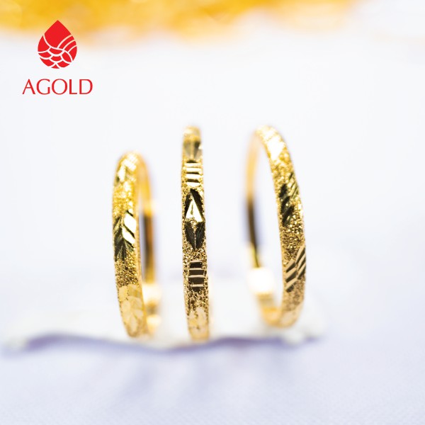 AGOLD แหวนทอง ทับลาย 0.6 กรัม ทองคำแท้ 96.5 คละลาย