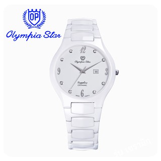 Olympia Star Watch [OPA] นาฬิกาผู้ชาย รุ่น 582-03 MW สีขาว **ตัวเรือน/สาย เซรามิก**( รับประกัน 1 ปีเต็ม )