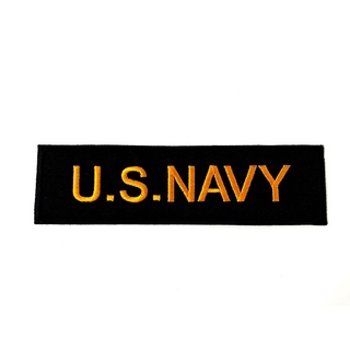 ตัวรีด ตัวอักษร U.S.NAVY สีเหลือง พื้นดำ ตัวรีดติดเสื้อ ตัวรีด (Size M) อาร์มรีด อาร์มรีดติดเสื้อ