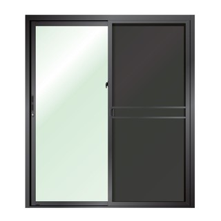 S-S ALUMINIUM SLIDING DOOR 3K 180X205CM BLACK ประตูบานเลื่อนอะลูมิเนียม 3K 180X205 ซม. สีดำ ประตูบานเลื่อน ประตูและวงกบ