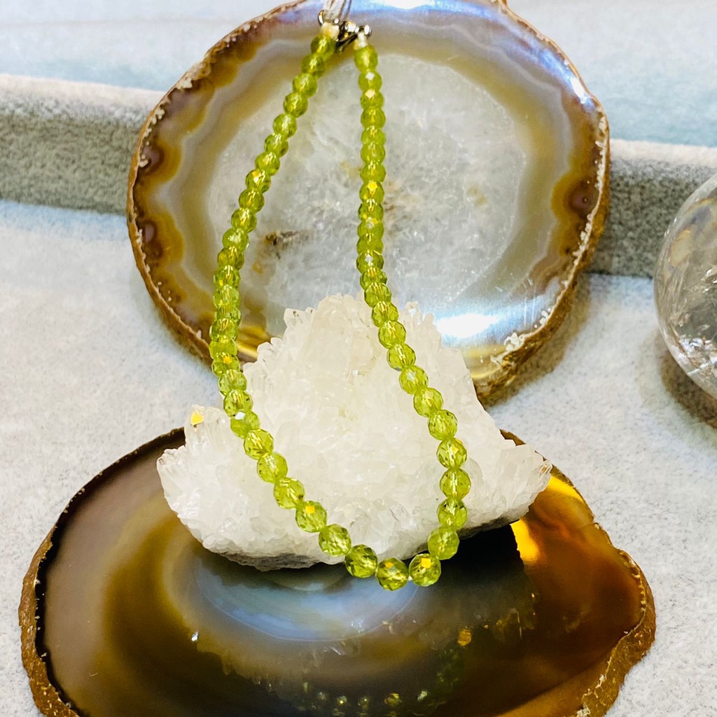 CRYSTAL Water CRYSTAL CRYSTAL Faceted Ankle มะกอกมะกอกสร้อยคอ