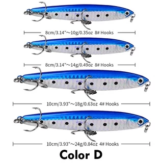 PROBEROS 1PCS Sinking Pencil Fishing Lure 10g 14g 18g 24g Bass Trolling Lure Saltwater Lures Long Throw Artificial Hard Bait ก Fishing Accessories DW542