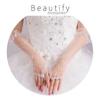 👰พร้อมส่ง!! ถุงมือลูกไม้ยาวแบบสวมนิ้ว สำหรับเจ้าสาวเพื่อนเจ้าสาวในงานแต่ง