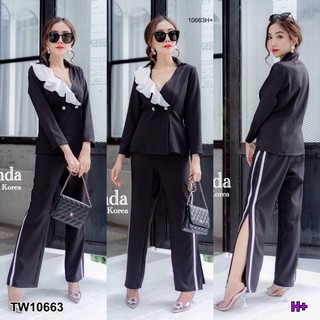 Set เสื้อสูท+กางเกงขายาวผ่าข้าง TW10663