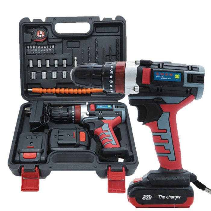 สว่านไฟฟ้าไร้สาย สว่านไร้สาย 32V ENZO (สว่านแบต) มีระบบกระแทก สว่านแบต  สว่านไฟฟ้า