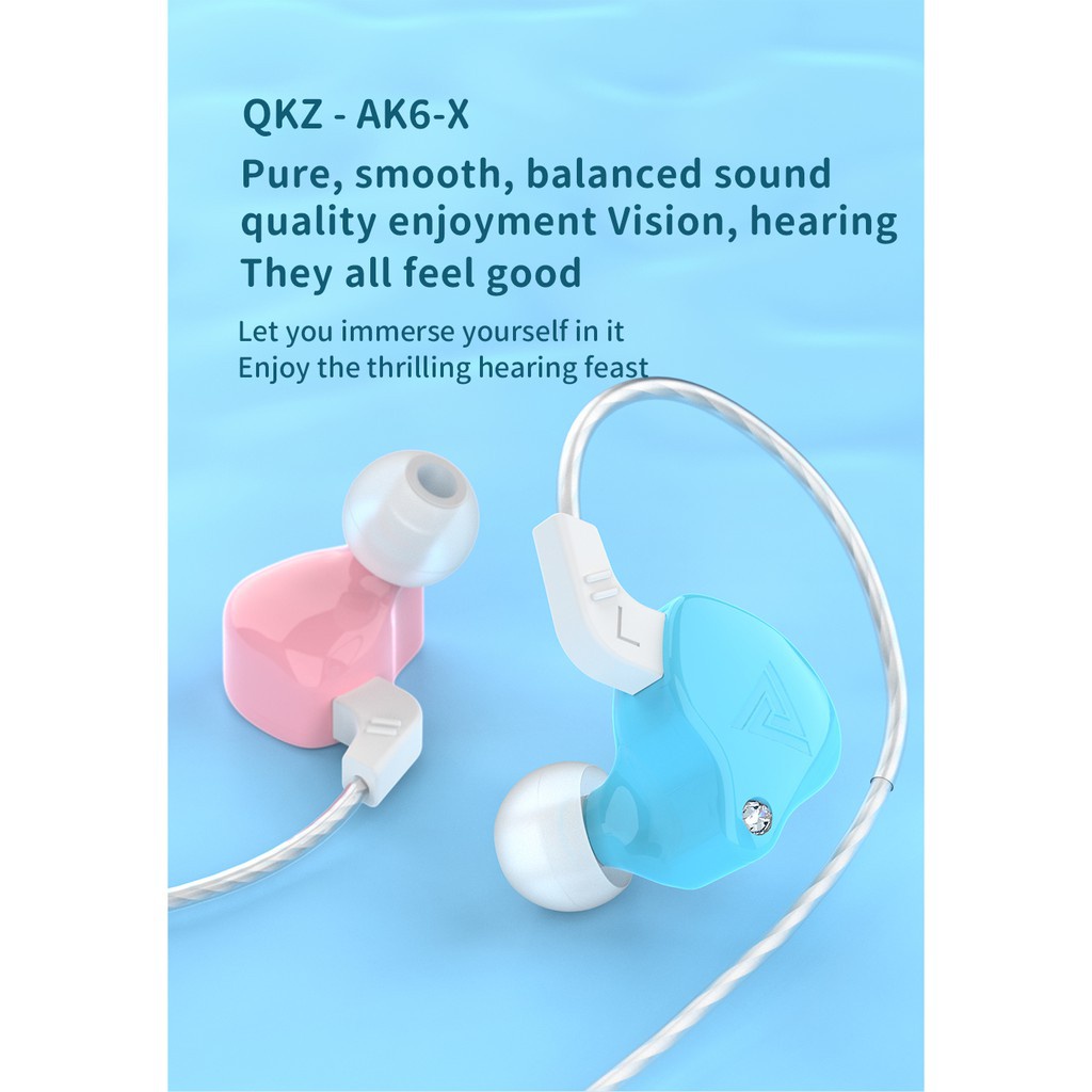 Qkz AK6-X หูฟังอินเอียร์ ไดนามิก พร้อมไมโครโฟน พร้อมเบส