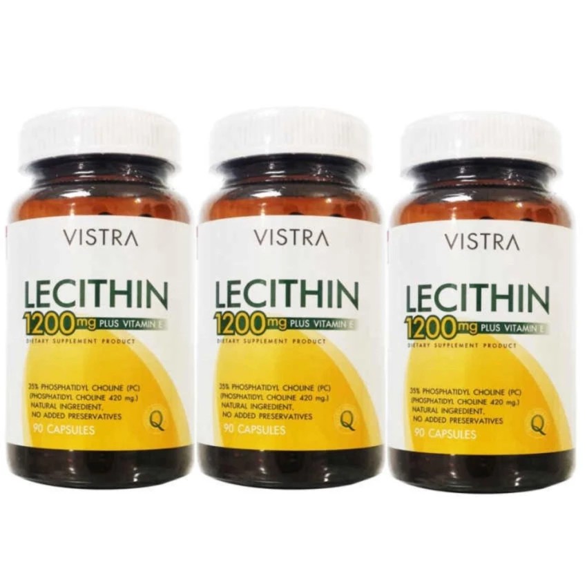 Vistra Lecithin 1200mg Plus Vitamin E 90เม็ด (3ขวด)