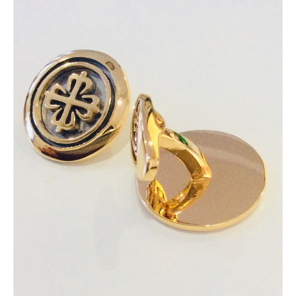 คัฟลิงค์ปาเต๊ะ Black rhodium + Yellow Gold Calatrava Cufflinks ( Patek Phillppe version ) จัดส่งในปร