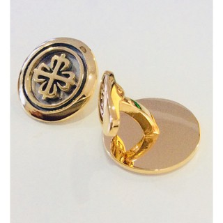 คัฟลิงค์ปาเต๊ะ Black rhodium + Yellow Gold Calatrava Cufflinks ( Patek Phillppe version ) จัดส่งในประเทศฟรี จ้า