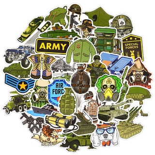 50 PCS Military Graffiti Sticker Pack Cool Soldier Car Stickers and Decals Vinyl DIY Laptop Skateboard Phone Case Motor for Boys