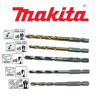 MAKITA D-31522 ชุดดอกเจาะเหล็ก/ไม้/ปูน ก้านหกเหลี่ยม HEX NZ 5ดอก/ชุด