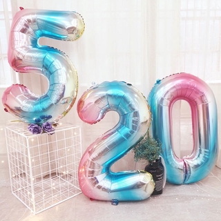 บอลลูนฟอยล์อะลูมิเนียมสีรุ้งขนาด 32 นิ้วสําหรับตกแต่งงานปาร์ตี้