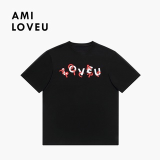 [S-5XL] เสื้อยืดคอกลม แขนสั้น พิมพ์ลาย AMI LOVEU love you สีดํา สําหรับผู้ชาย และผู้หญิง