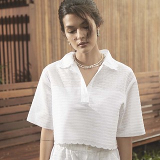 NEW !! Perana : เสื้อลูกไม้ Riko Shirt สี ขาว off-White ( ทรง Oversized ) ( พร้อมส่ง )