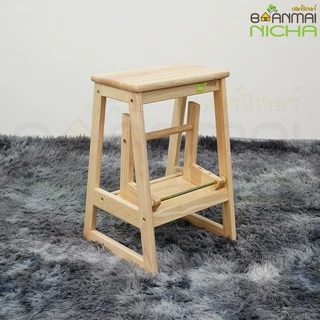 เก้าอี้บันได เก้าอี้ไม้ยางพารา พับเก็บได้ หยิบของบนที่สูง Size 47.5x38x55 cm.