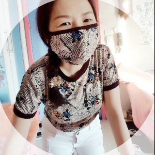เสื้อยืดลายการ์ตูน แถมแมสฟรี   อก34 ยาว 25