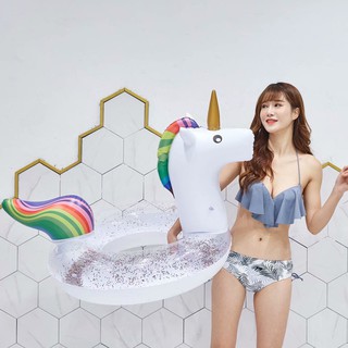 SST ห่วงยางเป่าลม ลายยูนิคอร์นน่ารักวิ้งๆ มีหางสีรุ้ง ฟรุ้งฟริ้ง ห่วงยางเด็ก ชูชีพเด็ก ห่วงยางเป็ดเหลือง