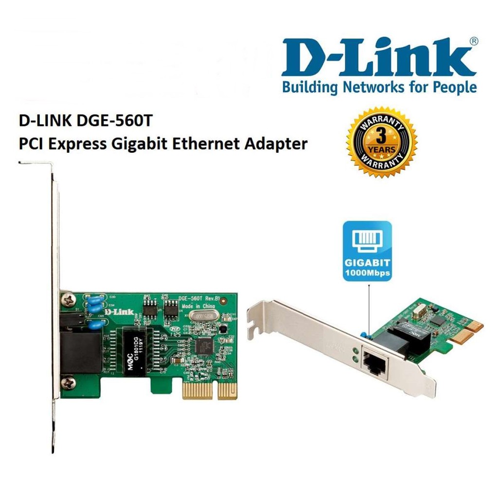 LAN CARD (การ์ดแลน) D-LINK (DGE-560T) PCI Express Gigabit Network Card 10/100/1000 Mbps