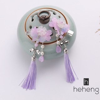 1Pair Retro Long Tassels Hairclip Korean Fairy Exquisite Crystal Flower Hairclip Women Children