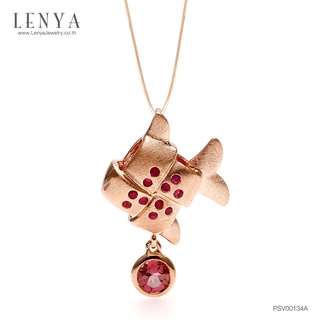 Lenya Jewelry จี้ปลาตะเพียนสาน  ฝังทับทิมแท้ที่ตัวปลา ห้อยพิ้งค์ทัวร์มาลีน ตัวเรือนเงินแท้ชุบสีพิ้งค์โกลด์