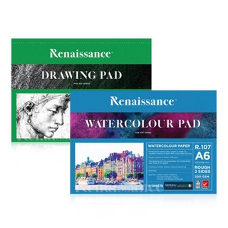 ใหม่!! Renaissance กระดาษ สมุดวาดรูป เล่มเล็ก กระดาษวาดเขียน โปสการ์ด Pad A6 200G 15SH สมุด (1เล่ม)