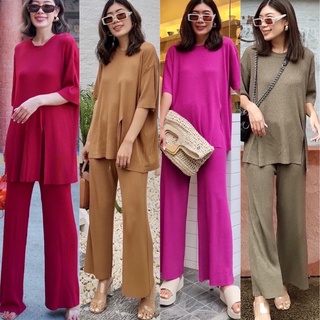 💖🤎🎈recommended!🎈🤎💖💖🖤set knit split side top + high waist pants