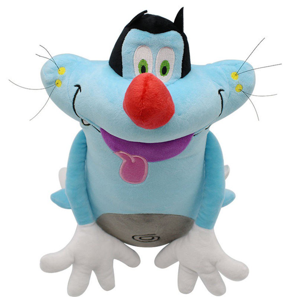 [] 38cm Oggy and The Cockroaches Plush Doll Fat Cat Oggy Soft Stuffed