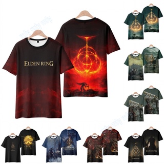 เสื้อยืดแขนสั้น พิมพ์ลายเกม Elden Ring แฟชั่นฤดูร้อน สําหรับผู้ชาย และผู้หญิง