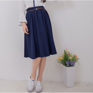 Summer Literature Pleated Skirt Women Elastic A-line Skirt