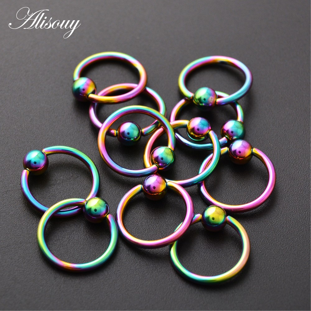 Alisouy 1PC 16G สแตนเลสสตีล Captive ลูกปัดแหวน BCR เจาะริมฝีปากจมูกแหวนหู Tragus หัวนมแหวนสะดือแหวนเครื่องประดับ