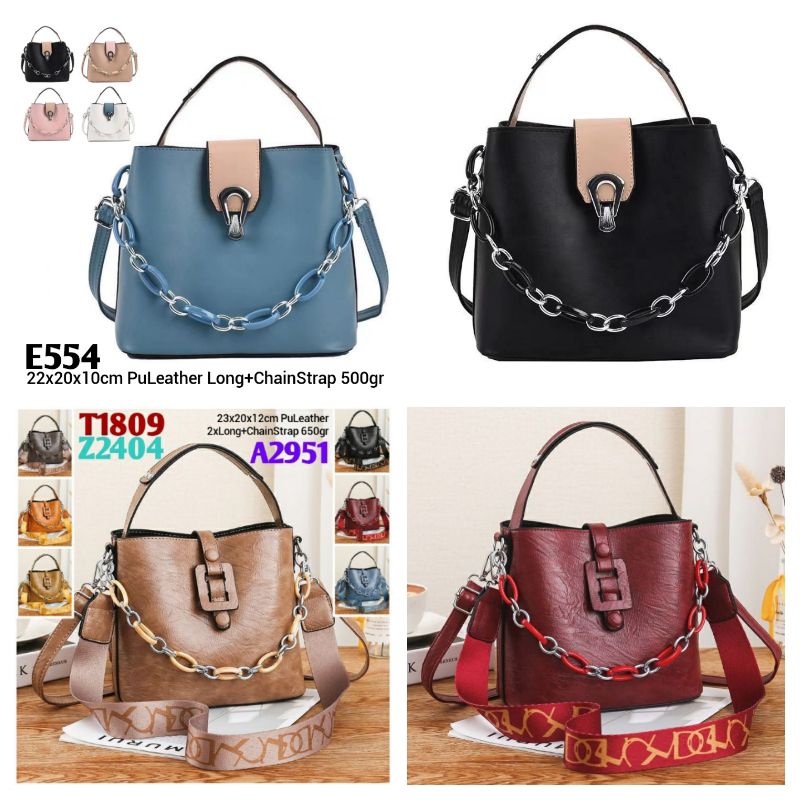 จิจ. กระเป๋า 1kg2 E554 T1809 Z2404 A2951 TwoTone BUCKLE CHAIN กระเป๋าสตรีนําเข้า Crossbody กระเป๋าถื