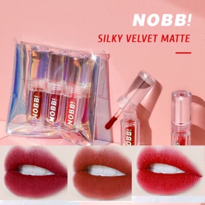NOBB nobb ซื้อ 1 ได้ 3 ลิปสติกเนื้อแป้ง Light plume soft mist gouache lip glaze ลิปแมทสีชัด บางเบา ไ