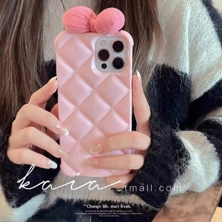 เคสโทรศัพท์มือถือ แบบนิ่ม ประดับโบว์ สีชมพู สําหรับ Iphone 14 13 12 Pro 12Mini 12 Promax 11 Pro Max Xsmax Xs Xr 7 8 Plus