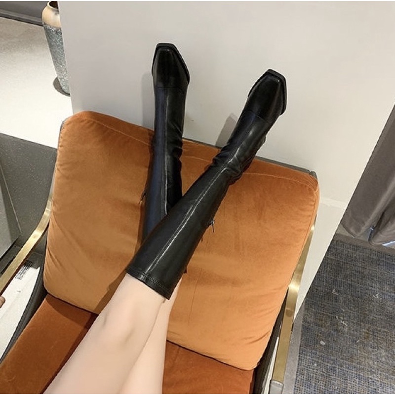 Chole G: Ive Long Boots รองเท้าบูทยาว รองเท้าพริตตี้ หนังpu premium มีซิป ส้นสูง 8cm(SH0013)