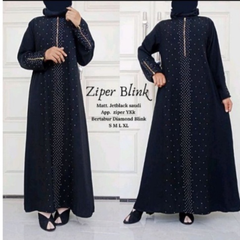 MATA Adult Diamond Eye Blink Chest Zipper Abaya